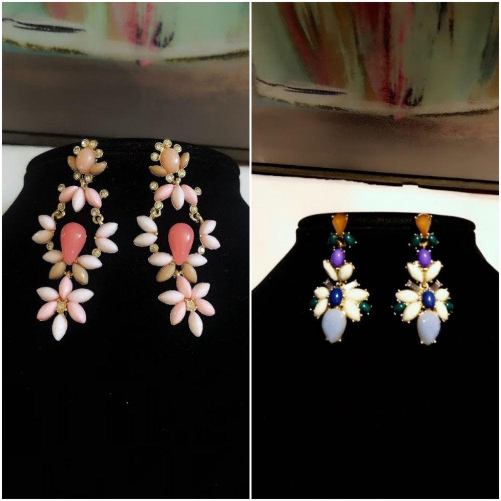 Lee by Lee Angel Cabochon Drop Earrings Pink BLue Set of 2 NWT 145